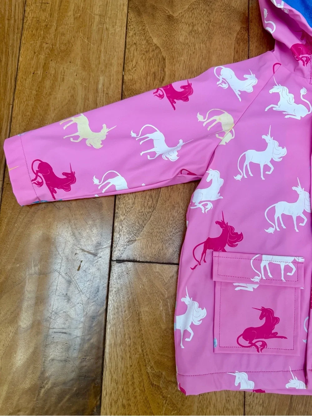 Hatley Girls Color Changing Unicorn Raincoat Pink Terry Lined Size 3